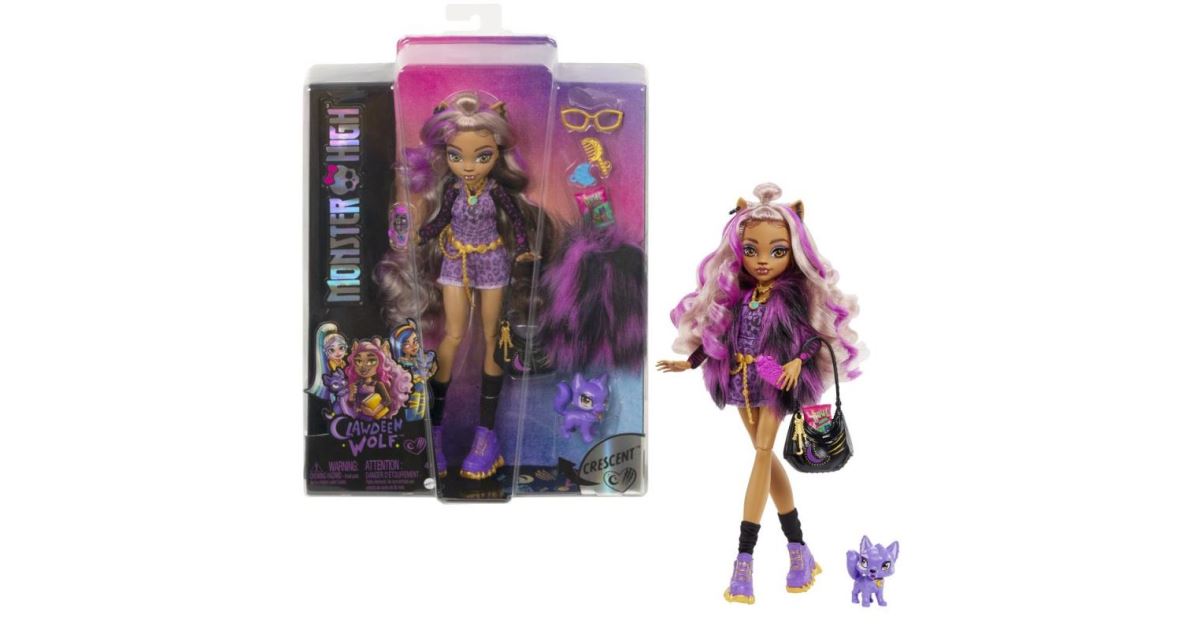 Monster High Clawdeen Wolf Fashion Doll with Purple Streaked Hair, Accessories