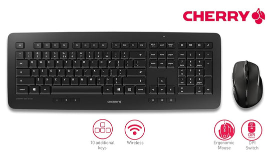 CHERRY DW 5100, Black wireless desktop set-Keyboard and Mosue