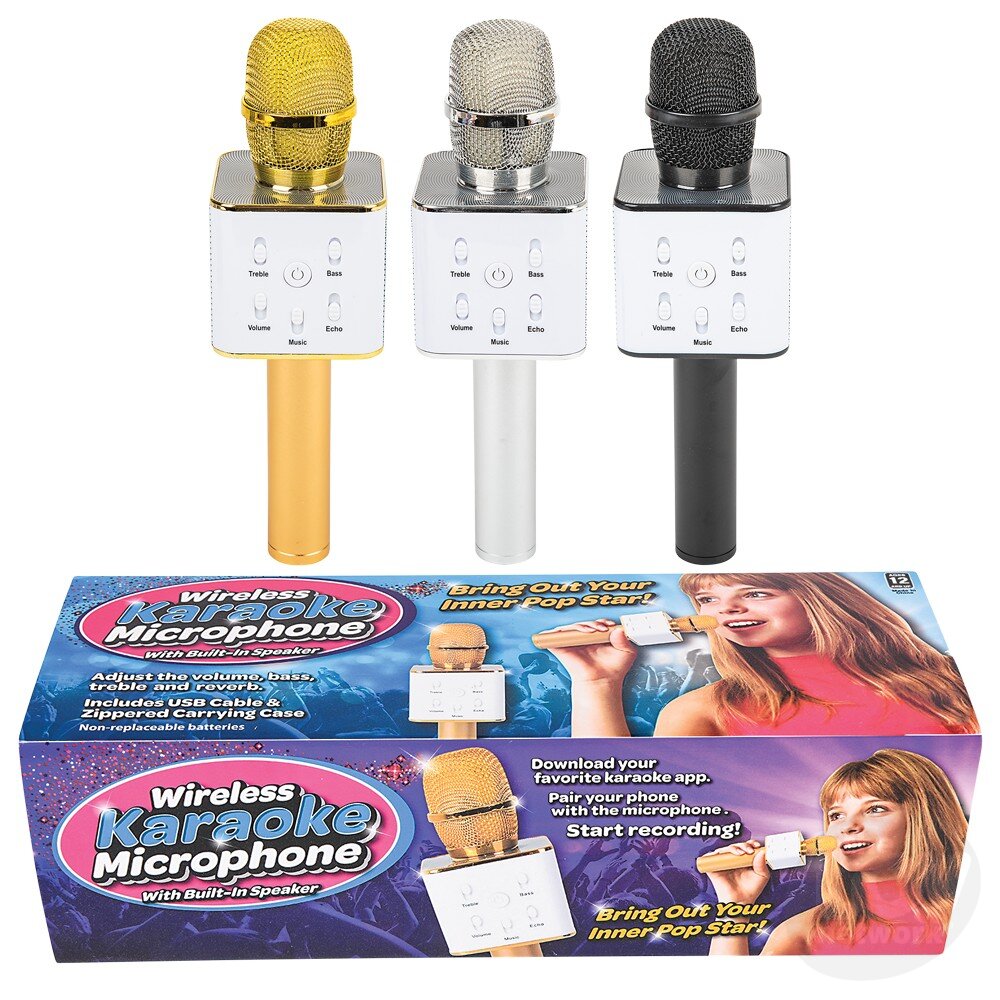 Wireless Bluetooth Karaoke Microphone, 3-in-1 Speaker, Mic, Choose Color