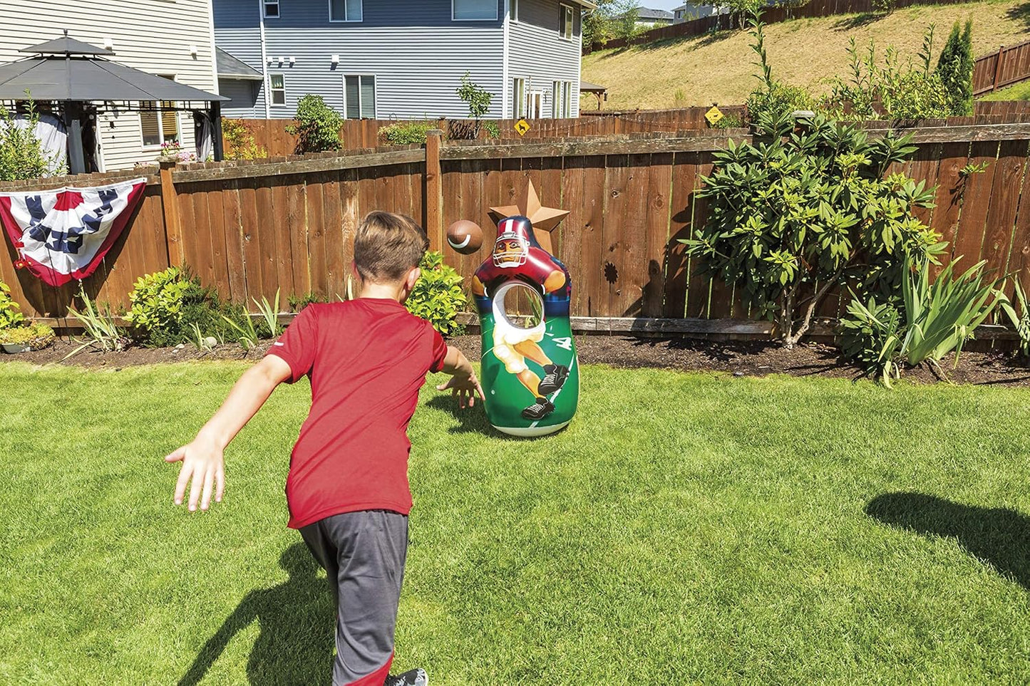 Inflatable Sports Toss Game-Football and Baseball, Multicolor- New