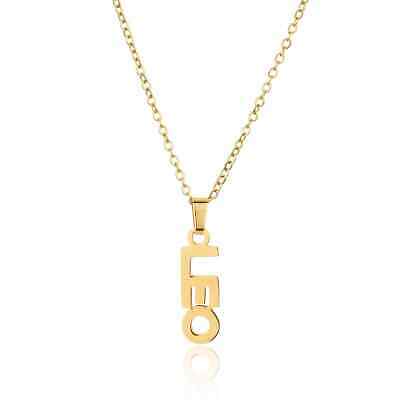 Stainless Steel Gold/Silver Zodiac Constellation Necklace (Leo, Gold)