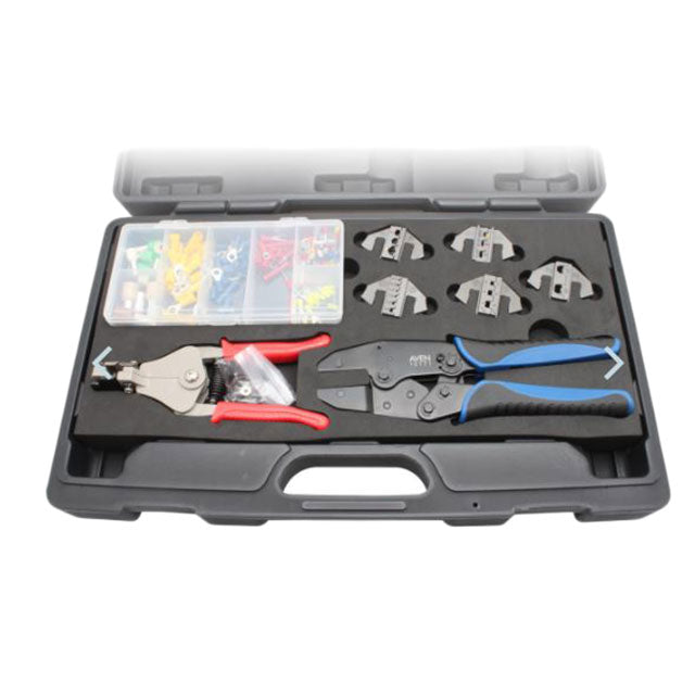 Del Crimping Tools Kit with Frame, 5 Dies Wire Stripper and 148pc Connector Set