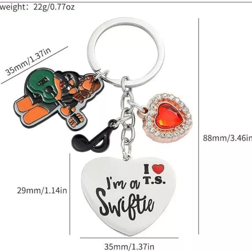 I’m a Swiftie Keychain With Heart Pendant, Icon Pendant  and Music Charm