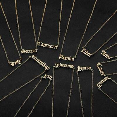 Stainless Steel Gold/Silver Zodiac Constellation Necklace (Gemini, Gold)