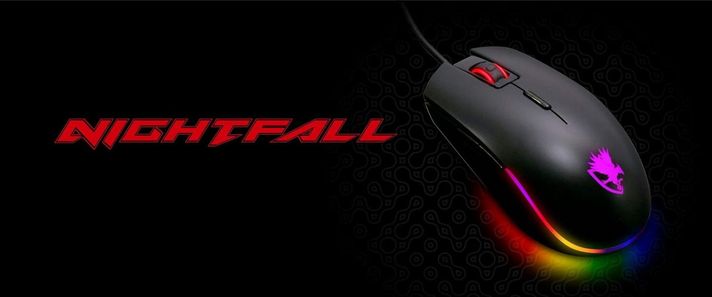 Nightfall NF24 RGB Backlit Gaming Mouse, 8 Programmable Buttons NEW